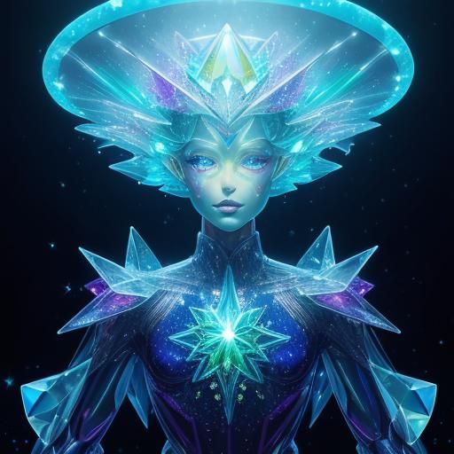 Surreal Crystal Banana Figure in Pop Art Style