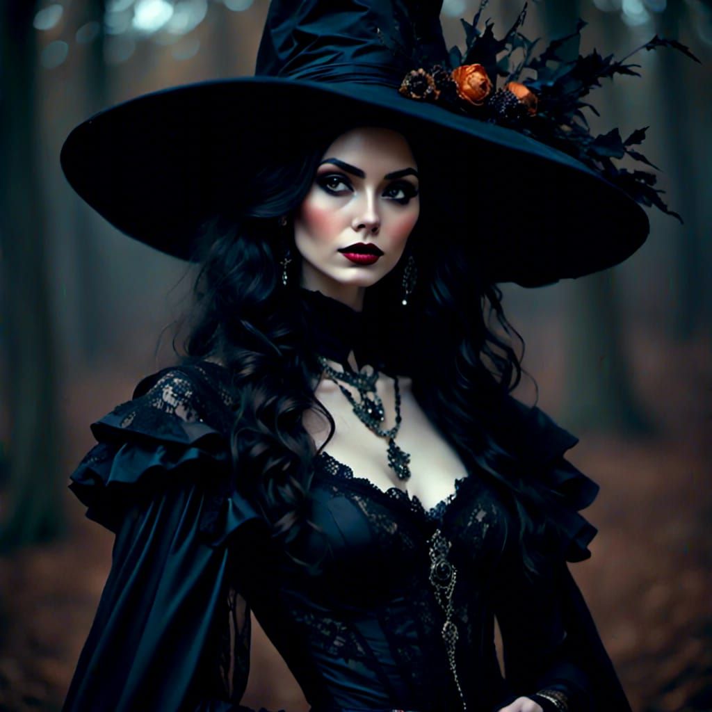 Detailed Gothic Witch Portrait in Matte Painting Style