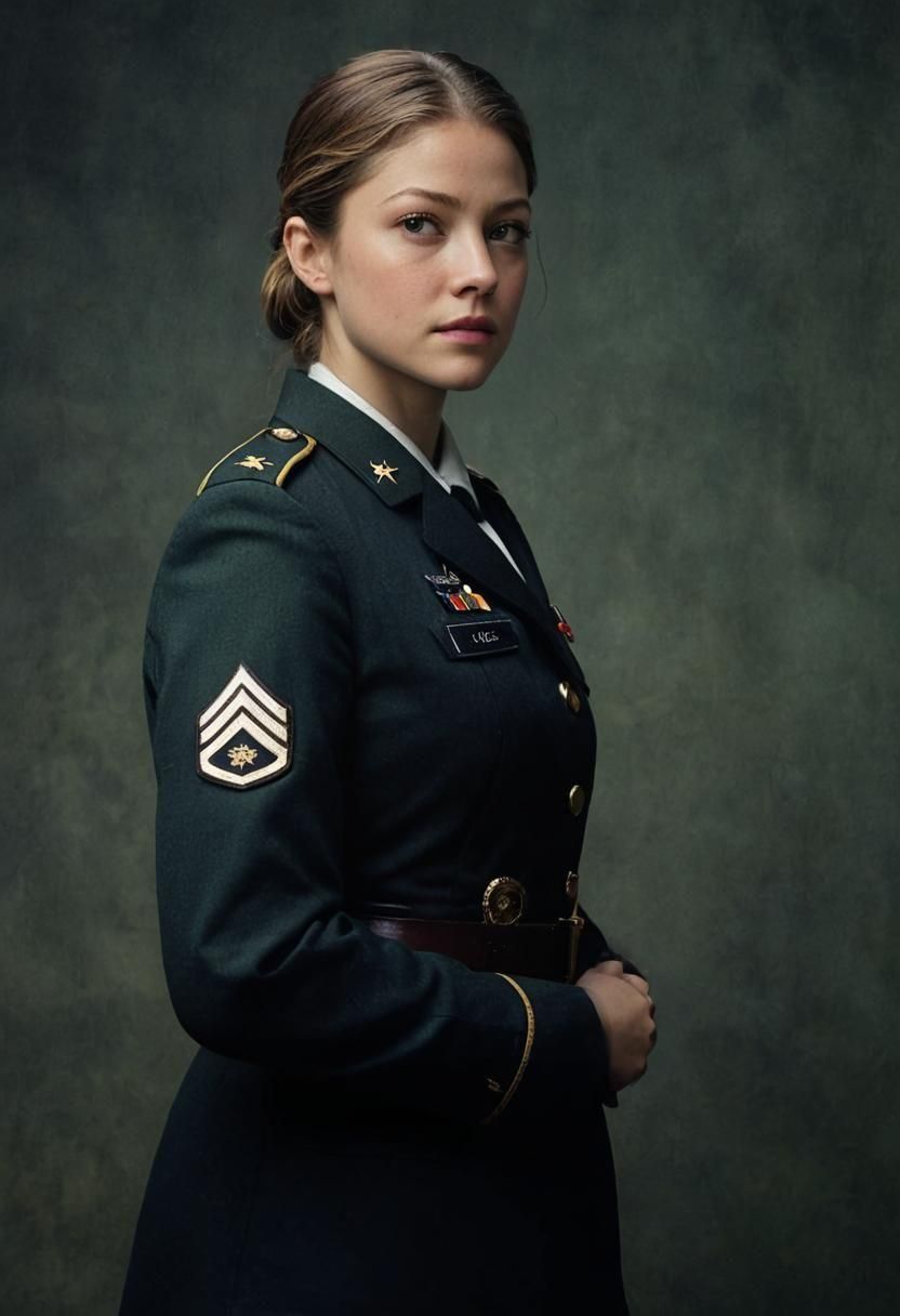 Woman in Military Uniform Portrait Inspired by Leibovitz