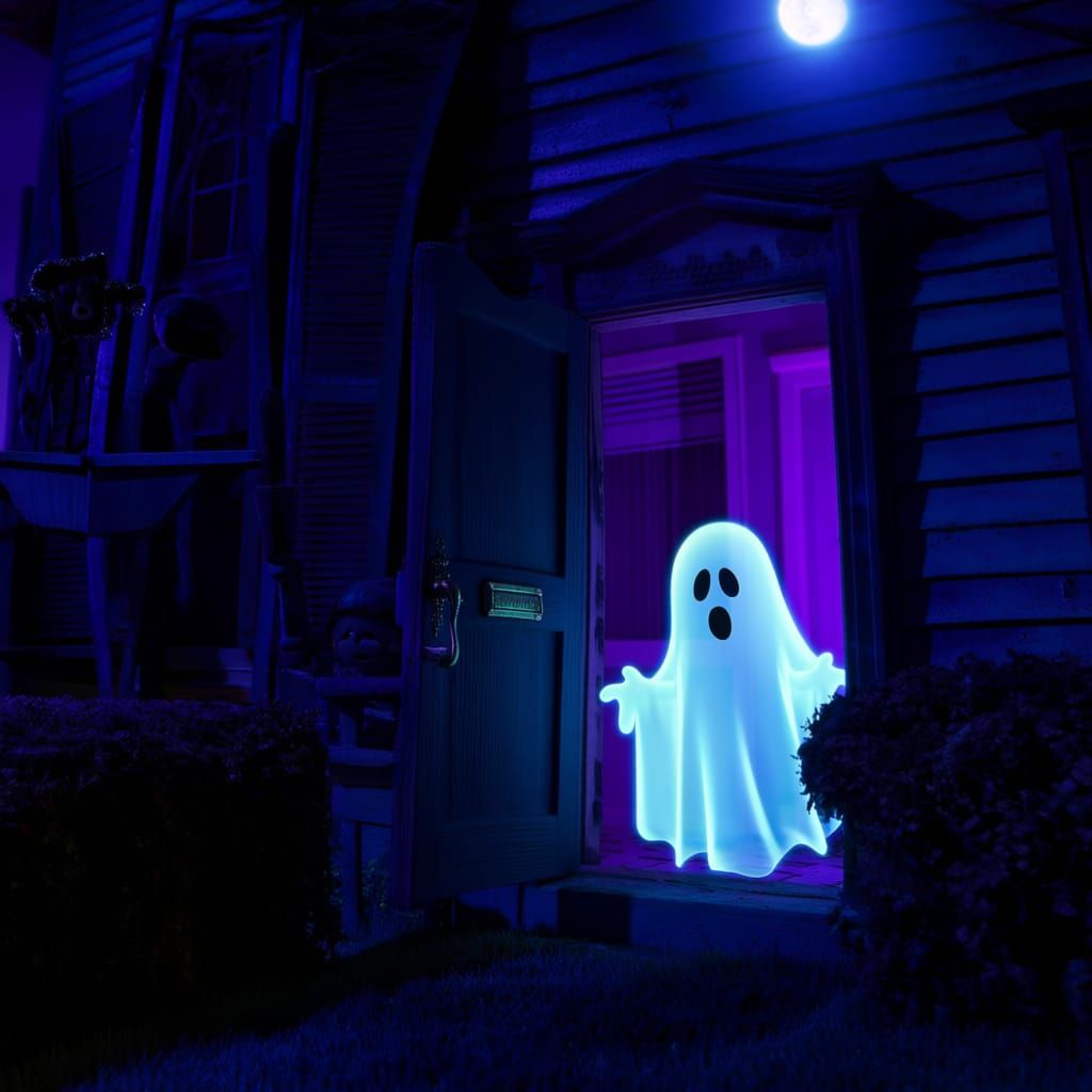Ghost Scares Trick-Or-Treaters at Spooky House