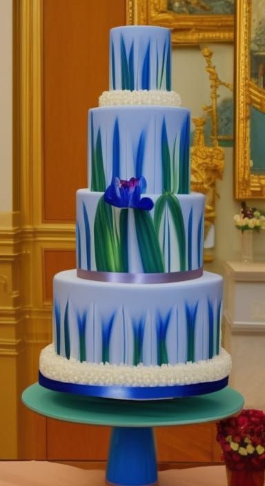 Blue Iris Wedding Cake in Thiebaud Style