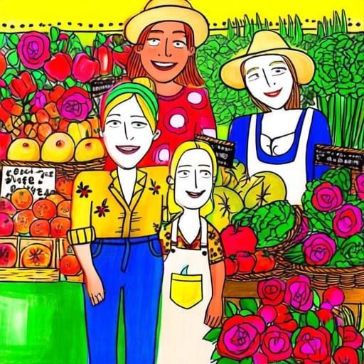 Organic human and vegetable scene