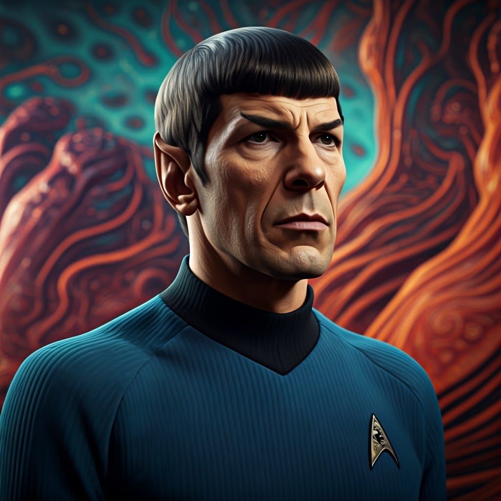 Close up of Spock (Leonard Nimoy) on an alien planet (1960s ...