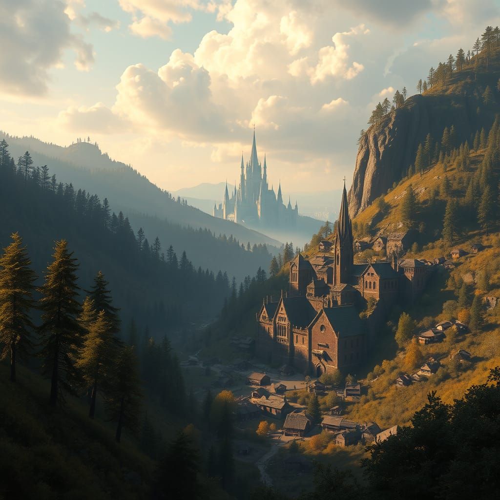 Caer Suvio Settlement in Lush Fantasy Landscape