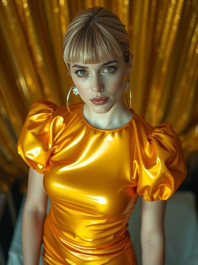 Gold PVC Mini Dress Inspired by Klimt and Mead