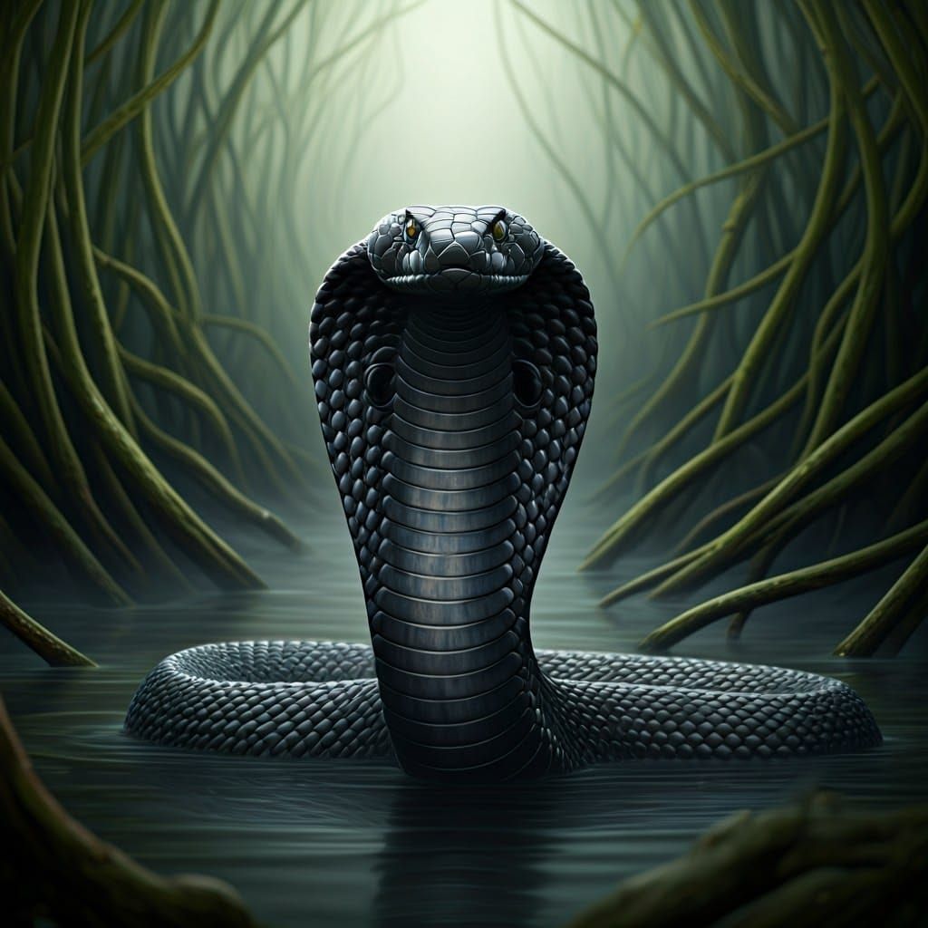 Mystical Cobra Emerges from Swampy Waters in Photorealistic ...