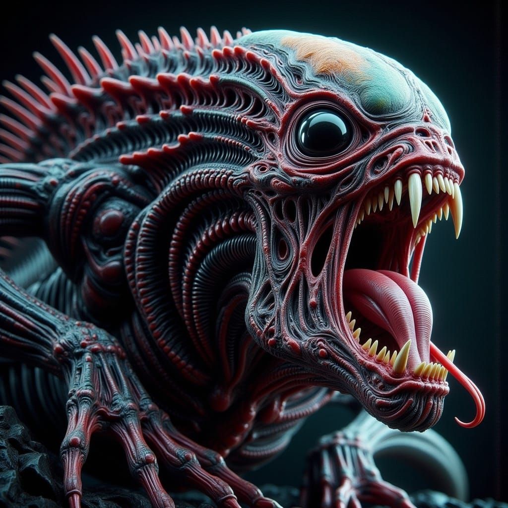Xenomorph Close-Up: Hyper-Maximalist Digital Painting