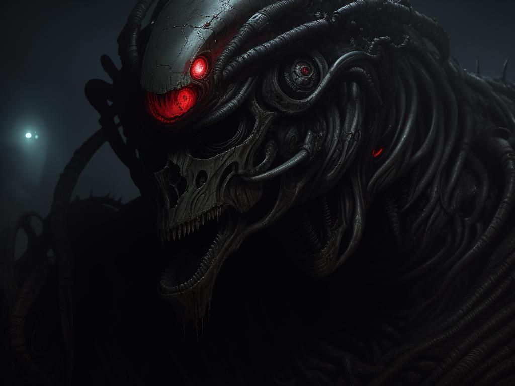 Disturbing Alien Robot with Tentacle Mouth