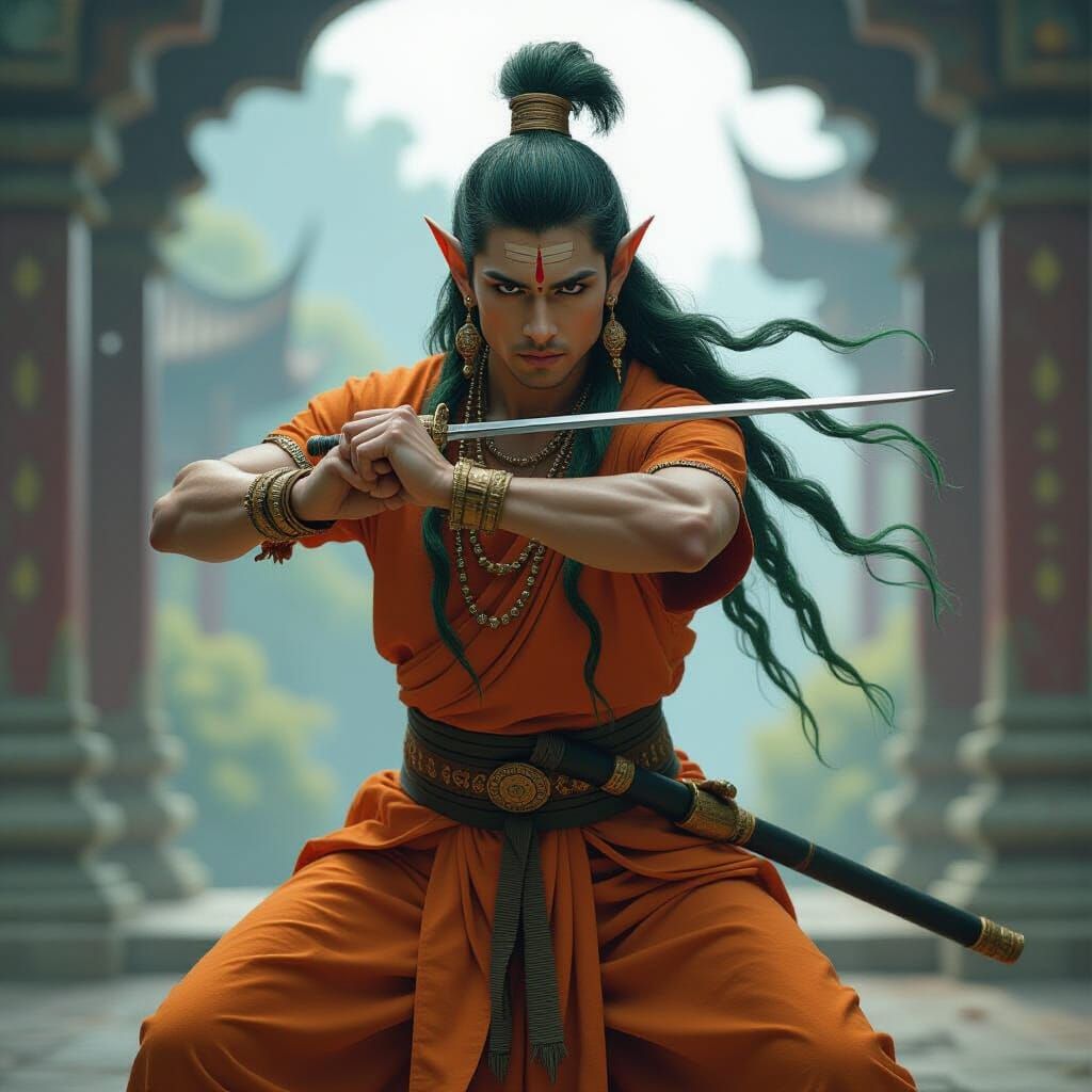 Epic Jainist Wood Elf Druid Monk Art