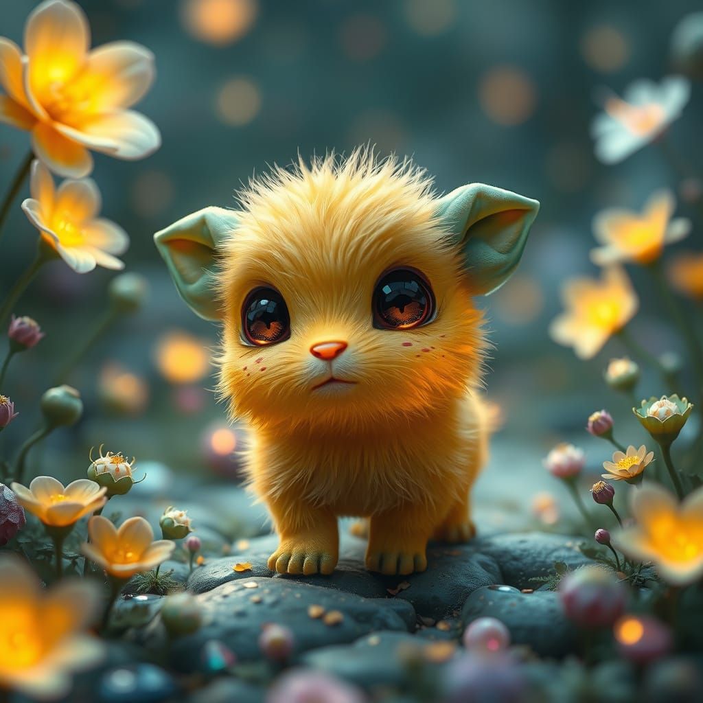 Magical Turquoise Creature in Gemstone World