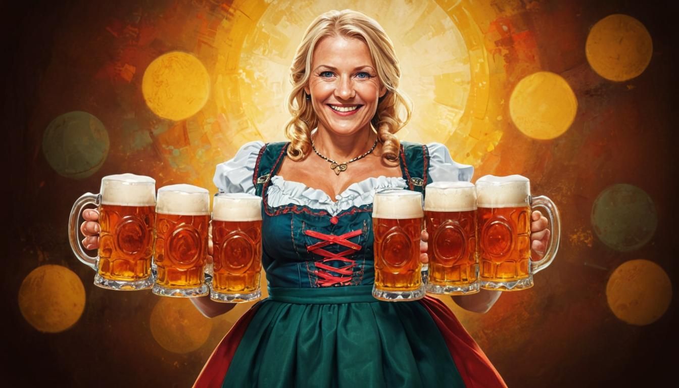 Oktoberfest Woman with Beer in Fauvist Style