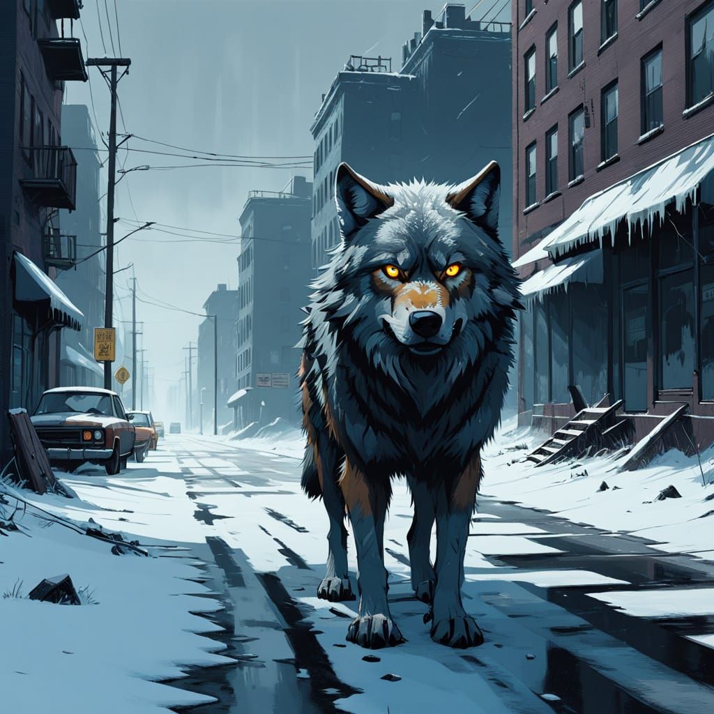 Wolves Roam Abandoned City Streets in Frosty, Haunting Atmos...