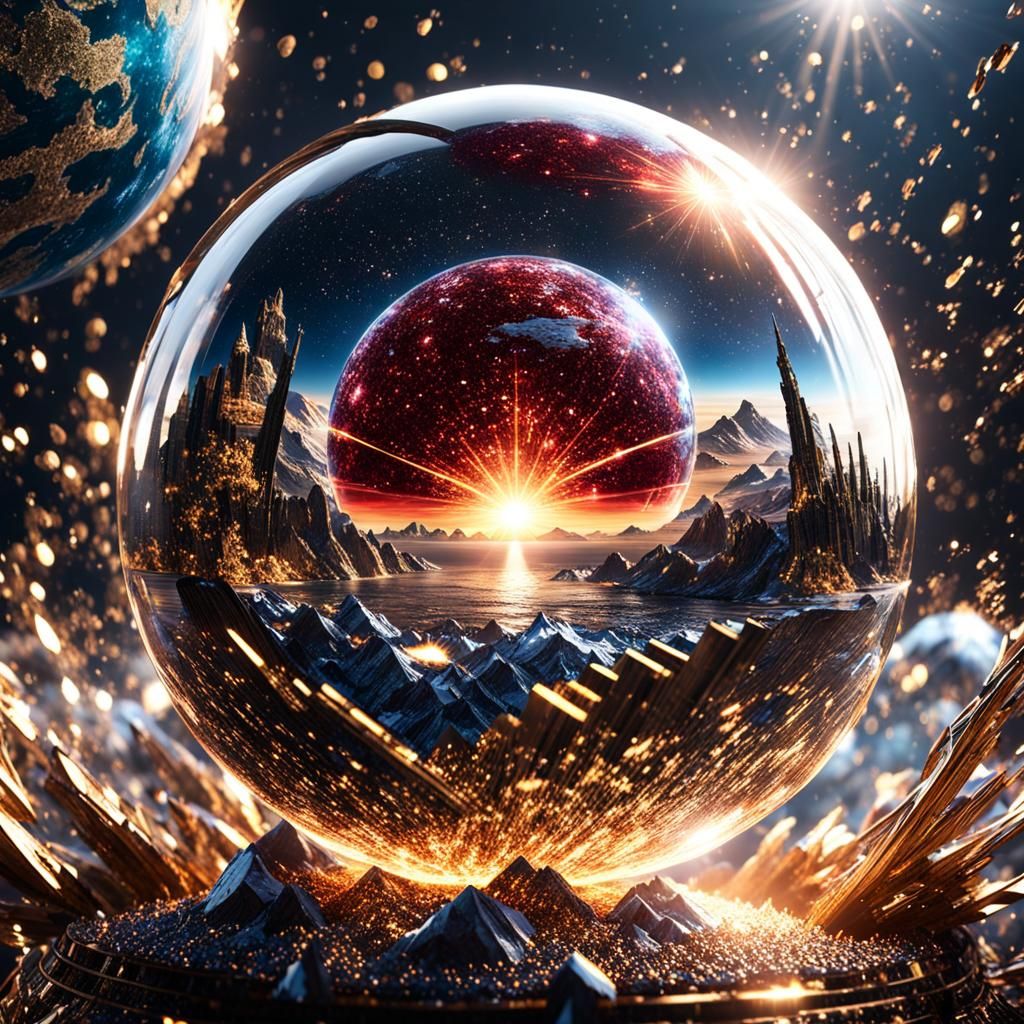 Earth in Crystal Sphere: Photorealistic CGI Masterpiece