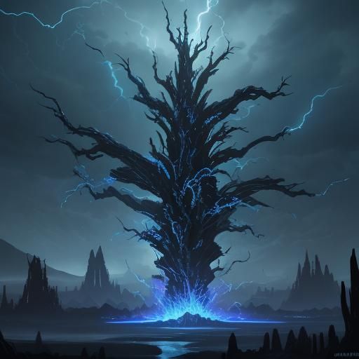 Electrified Cactus with Metallic Spikes in Digital Art