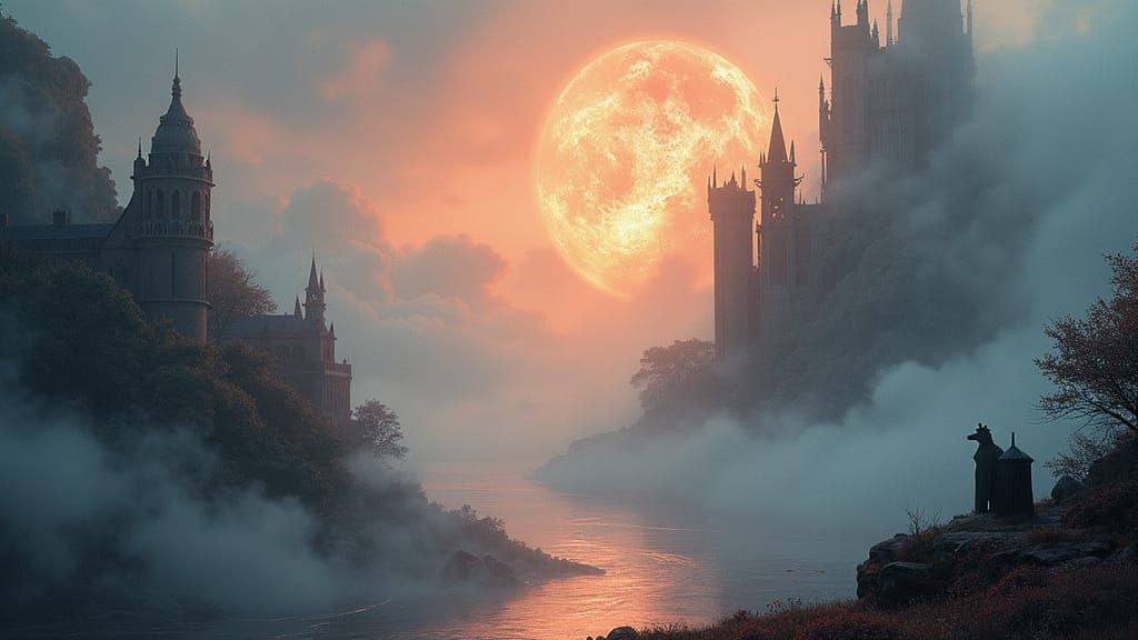 Mythological Moon Castle in Ethereal Fantasy Style
