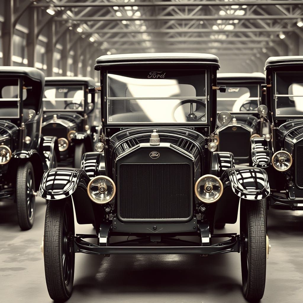 Vintage T-fords on a Historic Assembly Line