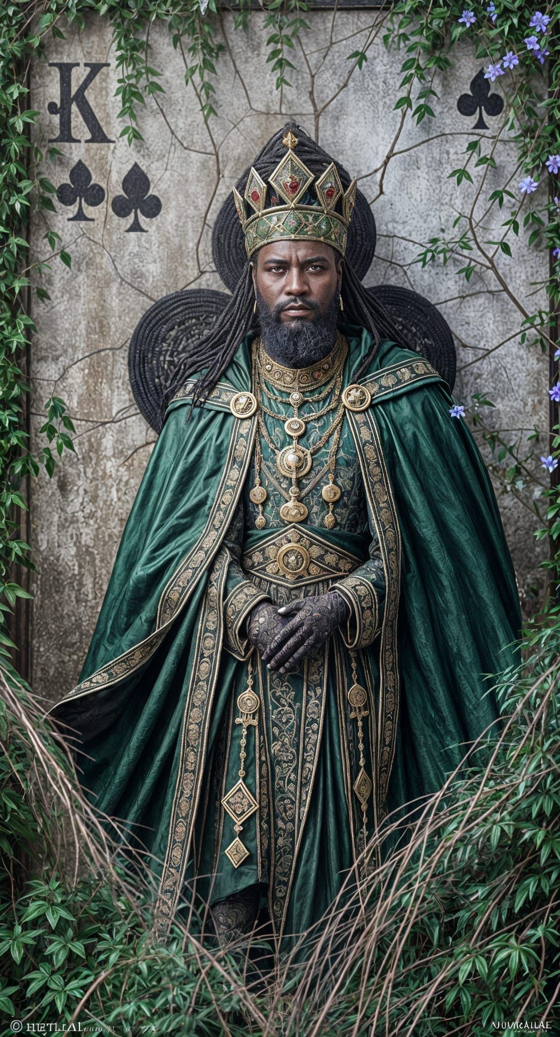A majestic, fantasy-style portrait of the King of Clubs — a ...