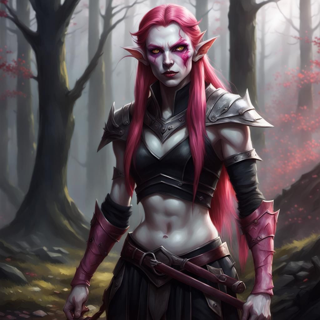 Sinister Elf Girl Portrait in Fantasy Art Style