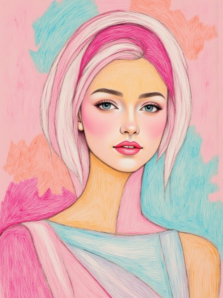 Pale Palette Portrait of a Woman, Linen Canvas Style