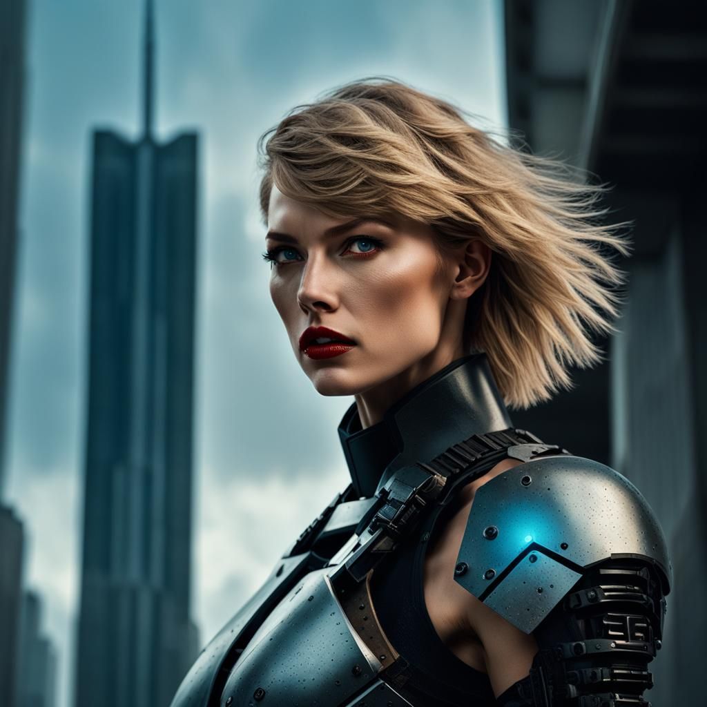 Cyberpunk Female Warrior in 80s Sci-Fi Style