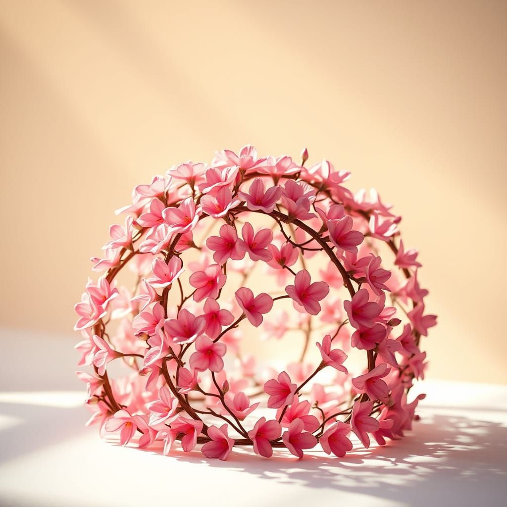 Pink Floral Dome in Dreamlike Botanical Style