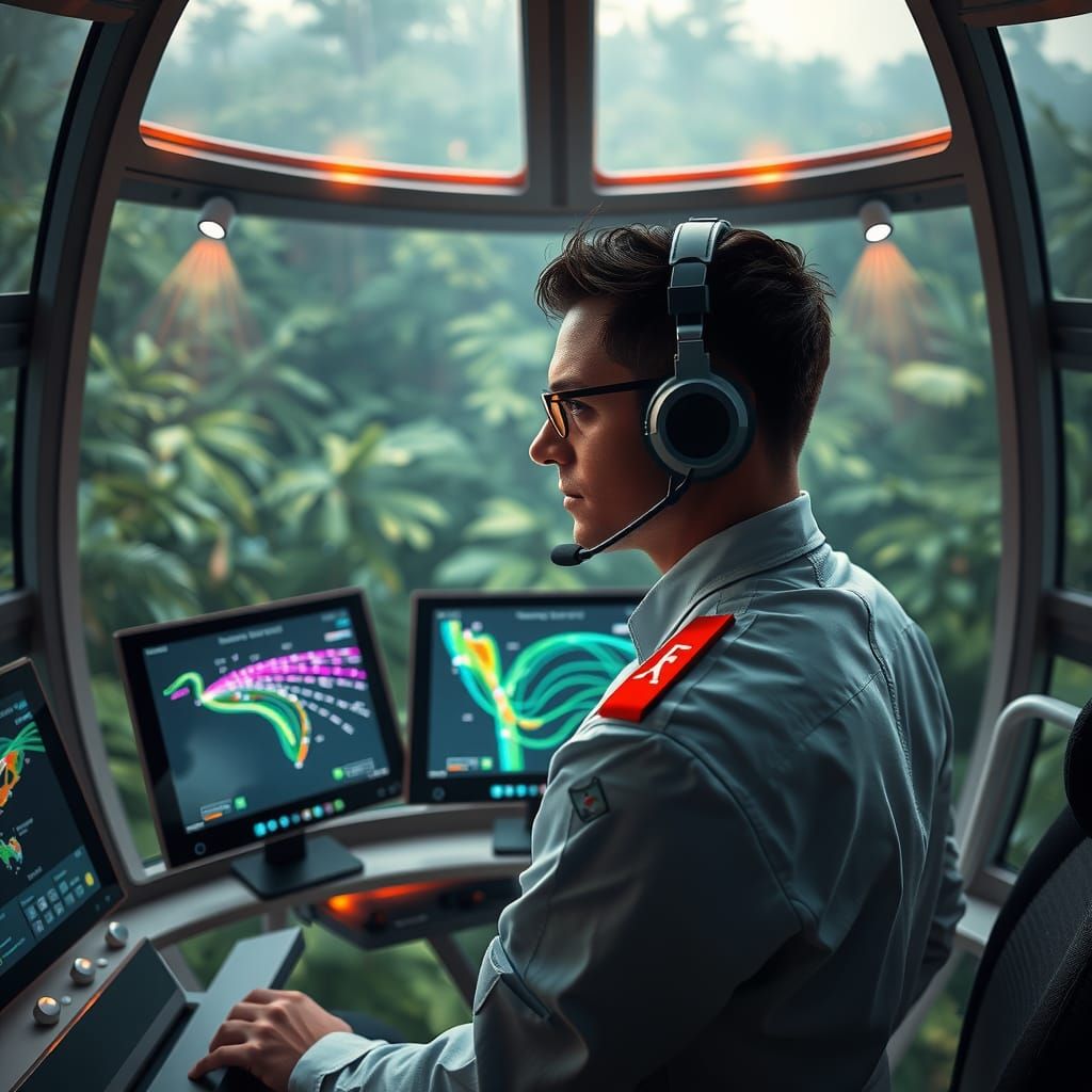 Futuristic Bird Traffic Control in Amazon Rainforest