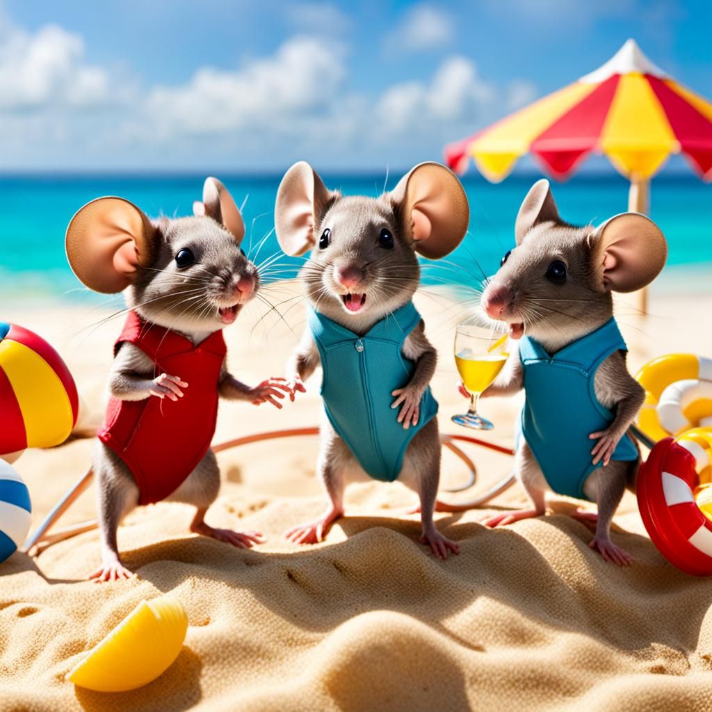 Mice Celebrate Summer at Beach Party