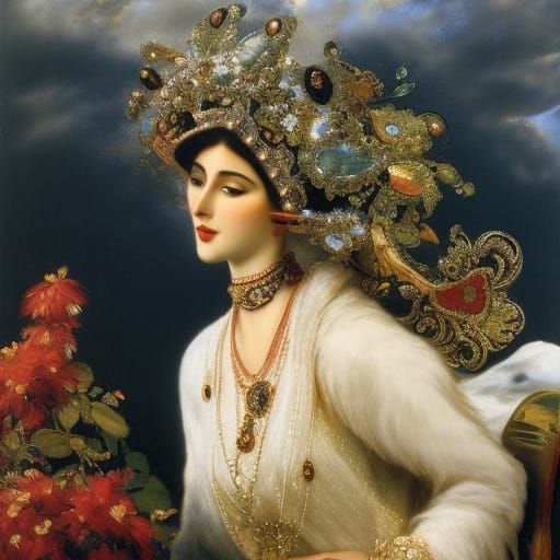 Surreal Portrait Hiding Necklace, Digital Art