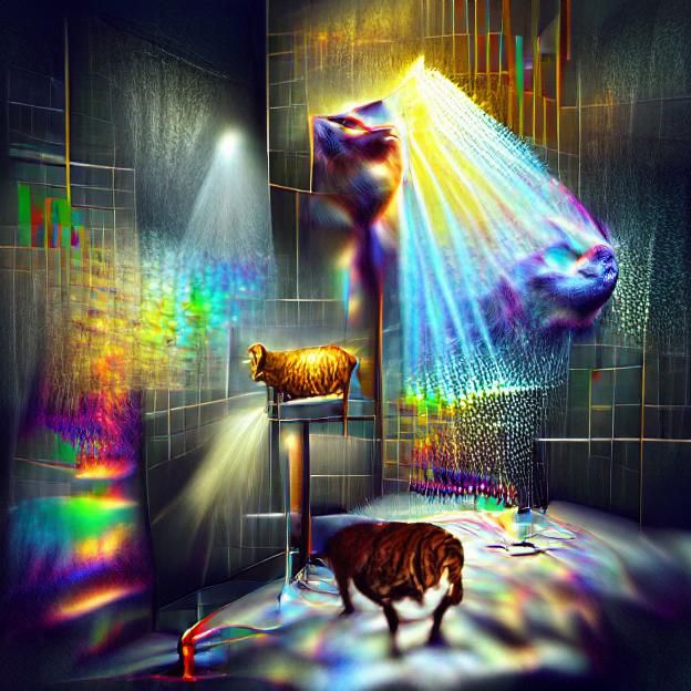 Hyperrealistic Cat Showering: 8K 3D Render