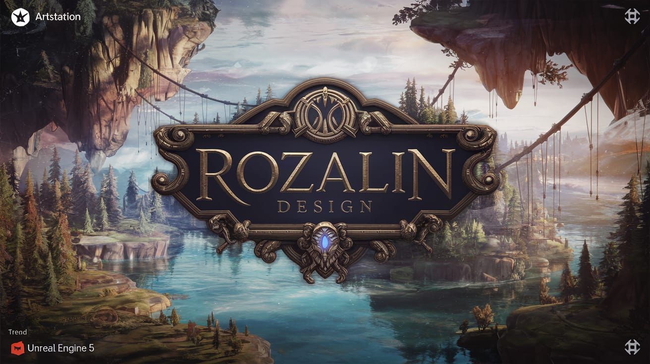 Fantasy Logo Design with Floating Islands, Matte Painting