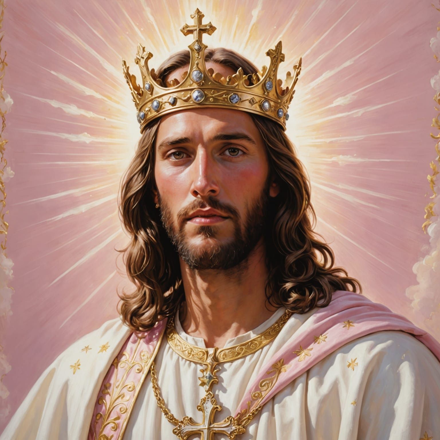 Jesus Christ as Royal King with Gemstone Crown