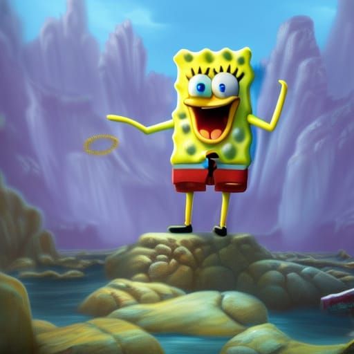 Detailed Matte Painting of Spongebob in 8K