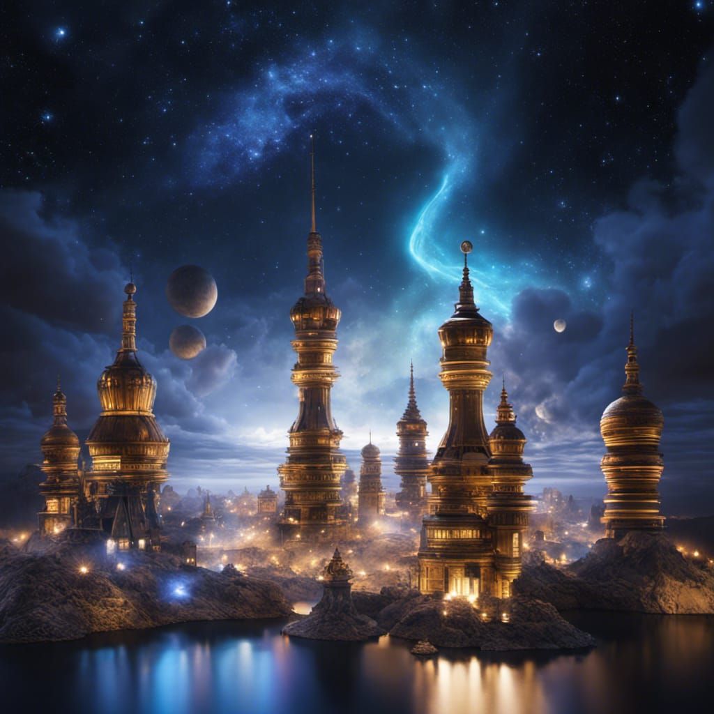 Magical Glass City Landscape in Ethereal Style