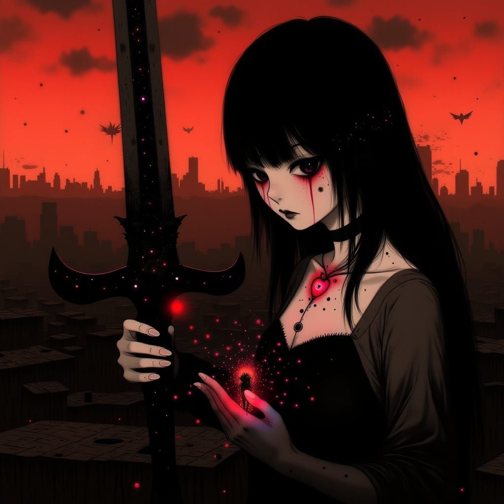 Mysterious Warrior in Dark Fantasy Anime Art