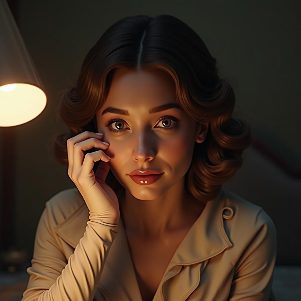 Elegant Fantasy Figure in Lavish Velvet Gown