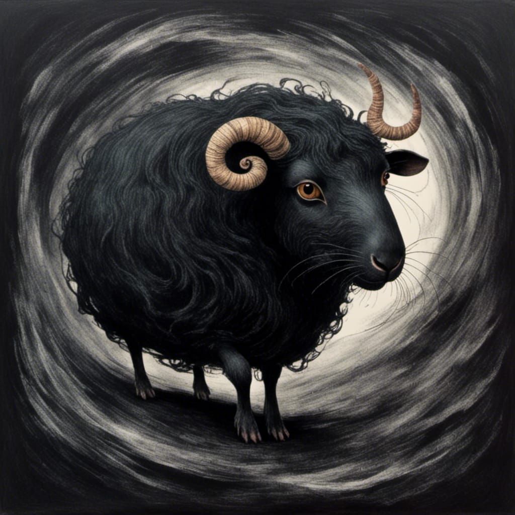 Black Sheep in Blackboard Art Style
