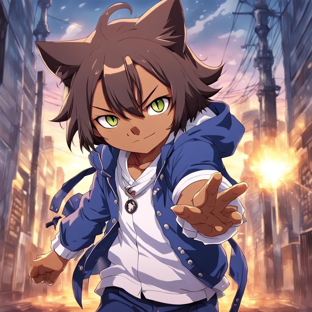 Benjameow Franklin in Anime Manga Style