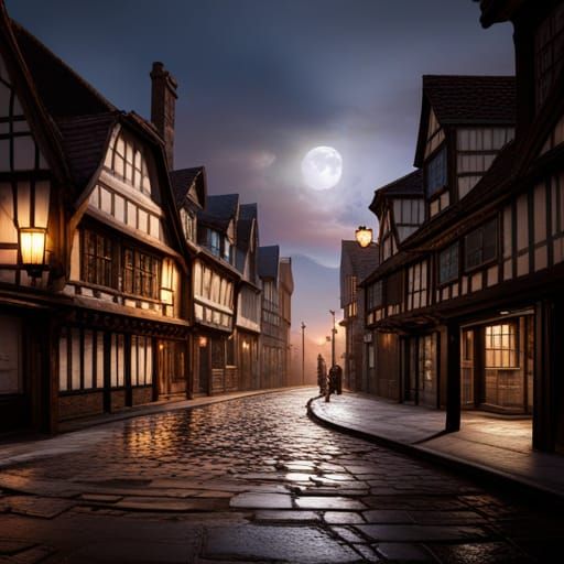 York Shambles at Night in Detailed Matte Painting