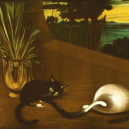 Surreal Cats and Mice on the Nile, Tintoretto Style