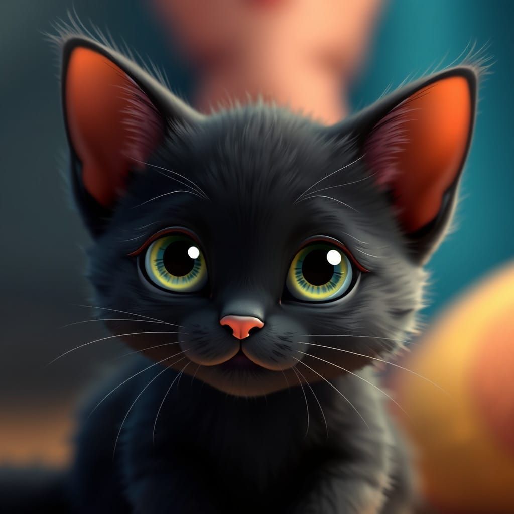 Cartoon cute baby black cat