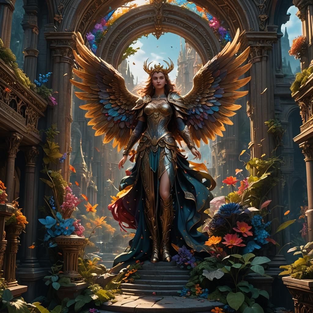 Colorful Angel in Detailed Fantasy Concept Art