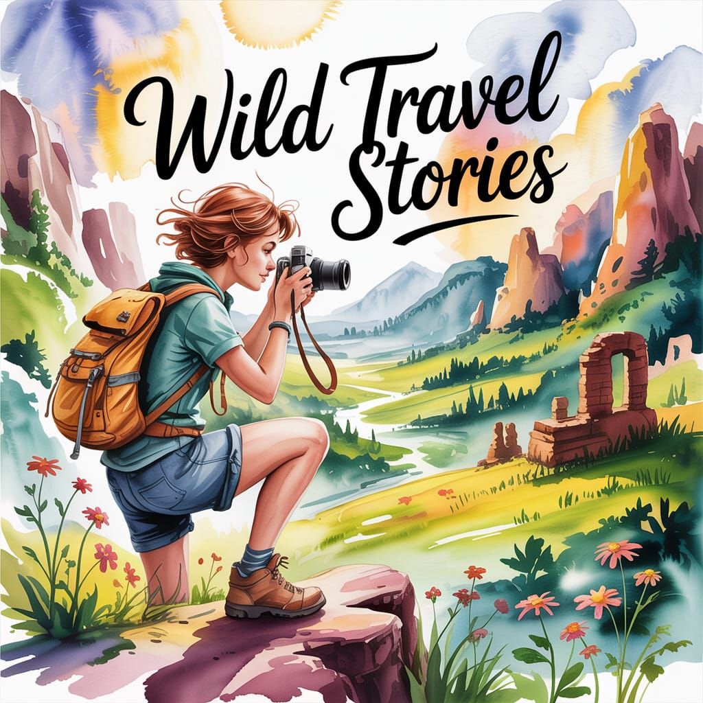 Photographer Capturing Vista in Watercolor Concept Art