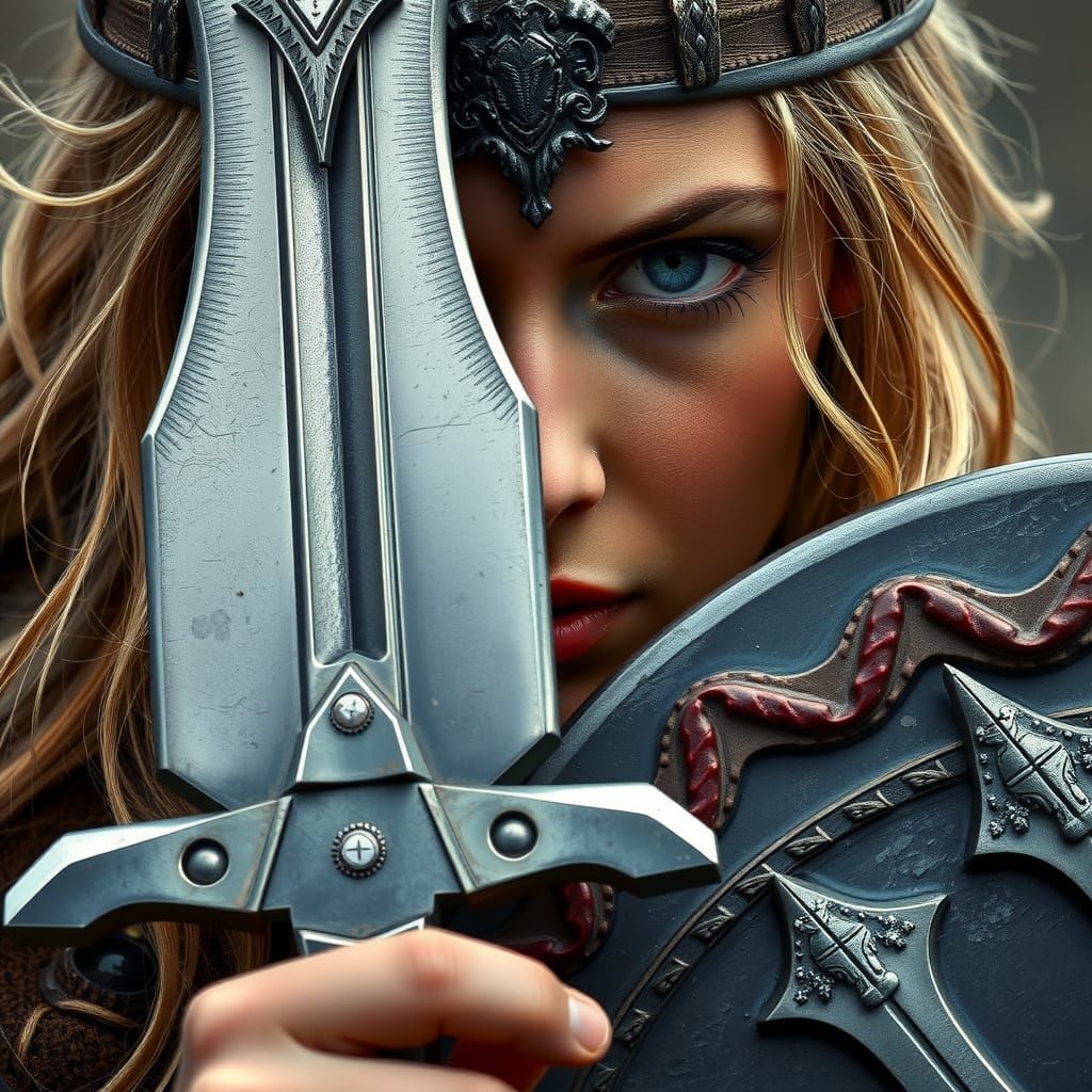 Viking Shieldmaiden with Valkyrie Reflection