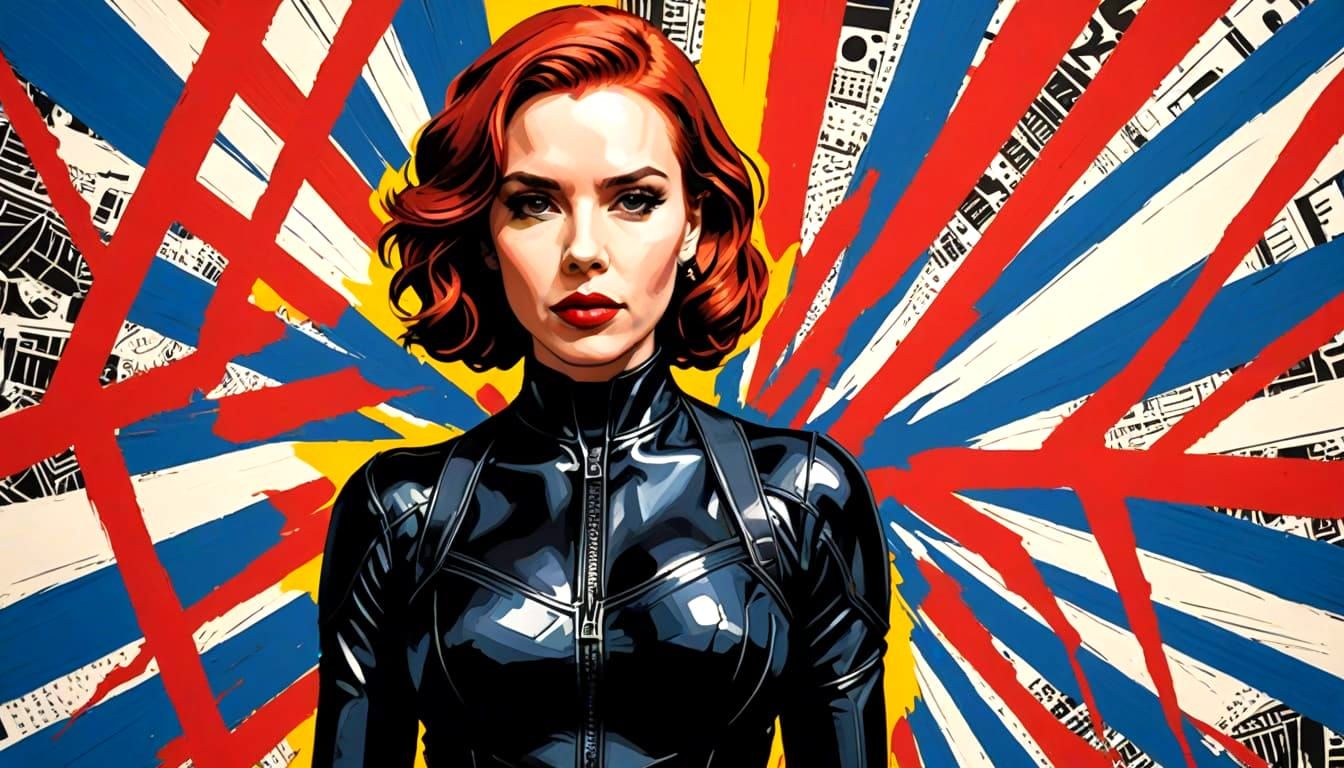 Scarlett Johansson as Black Widow in Pop Art Style