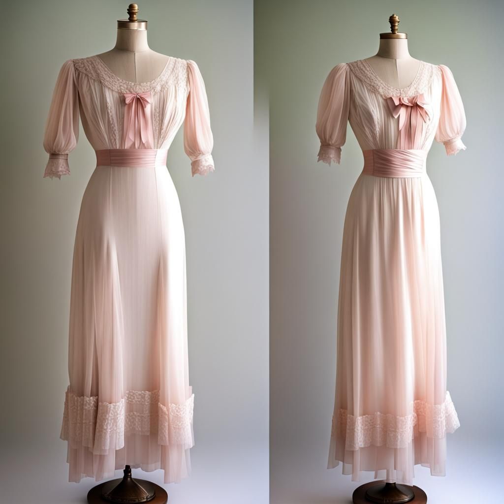 Edwardian Dress on Dress Form, 1912 Style