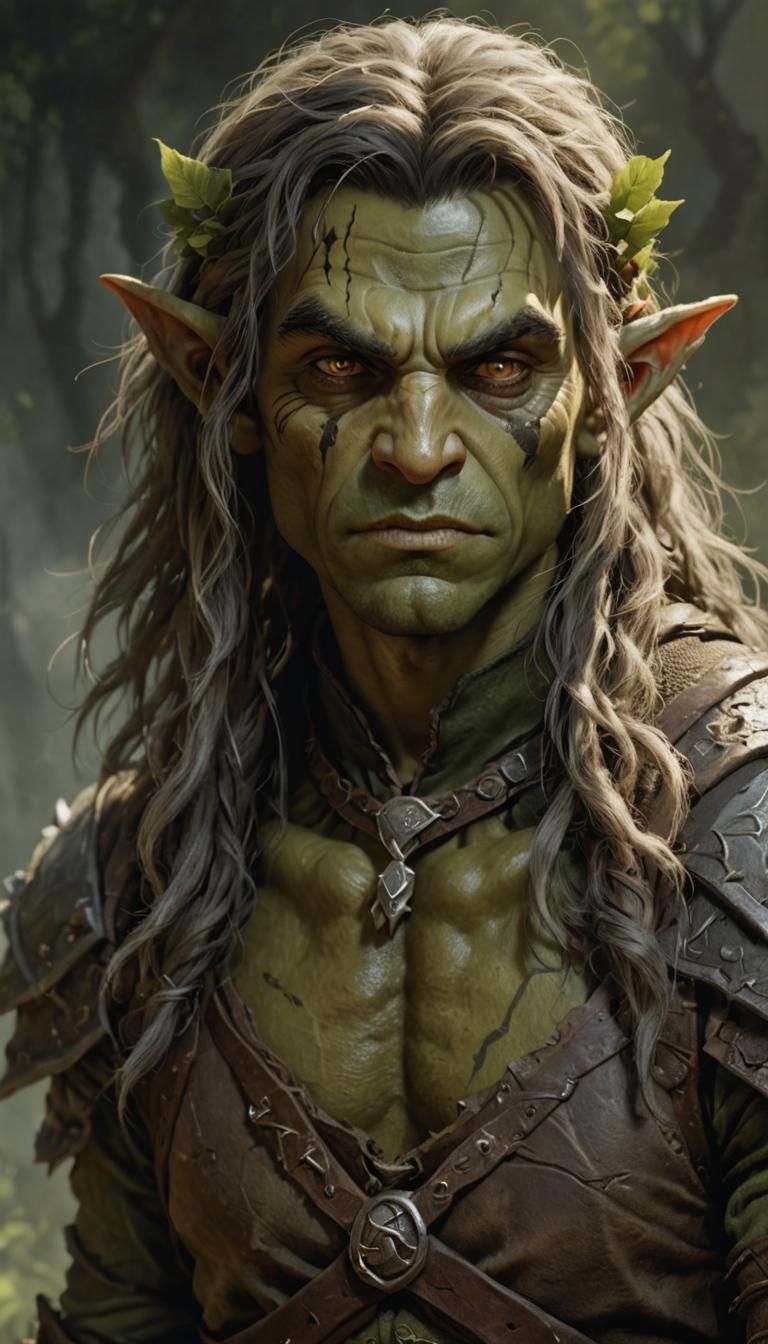 Half Orc Half Elf Man Portrait