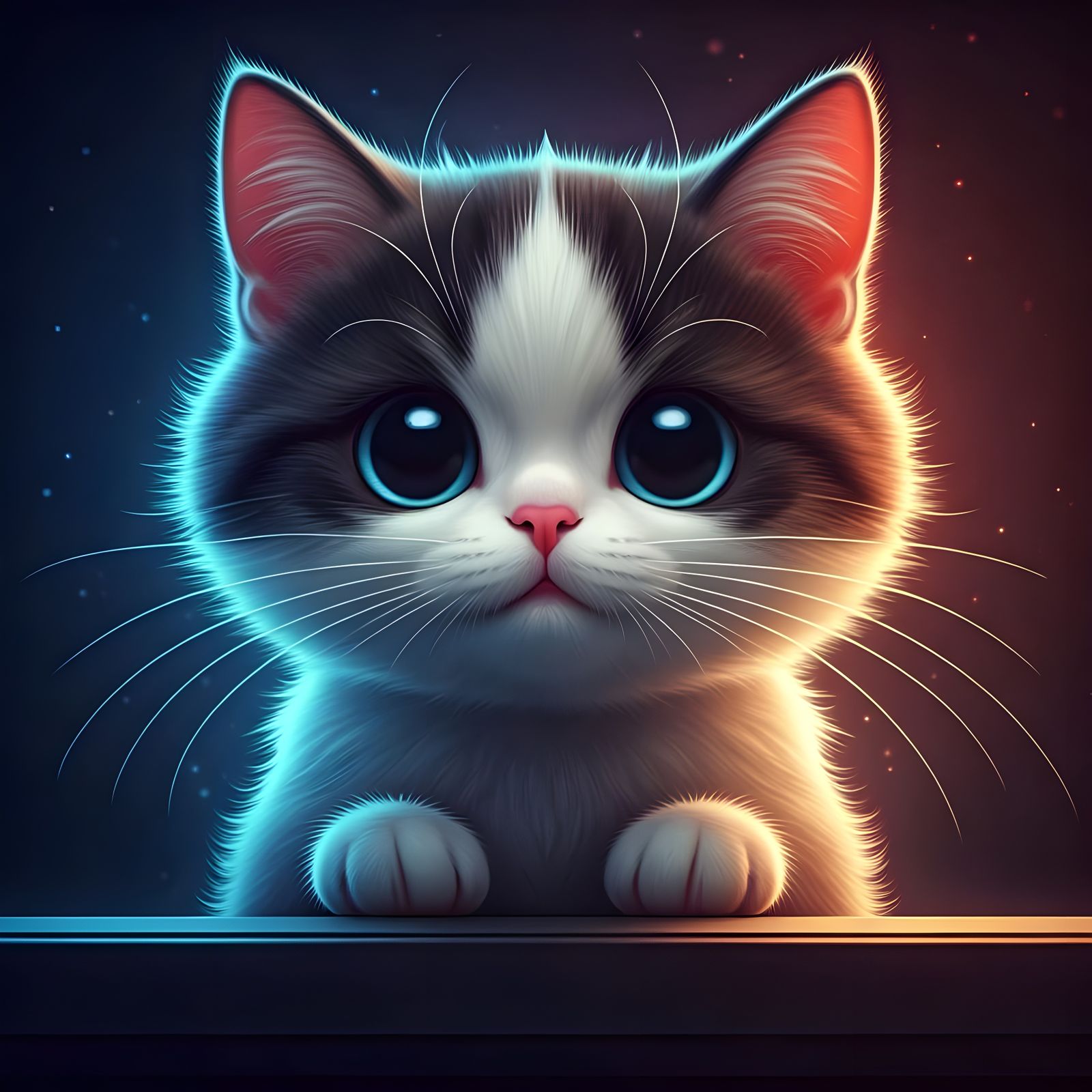 Charming Kawaii Cat Illustration in Anime Style