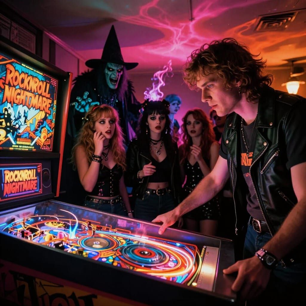 80s Dark Fantasy Pinball Game Party
