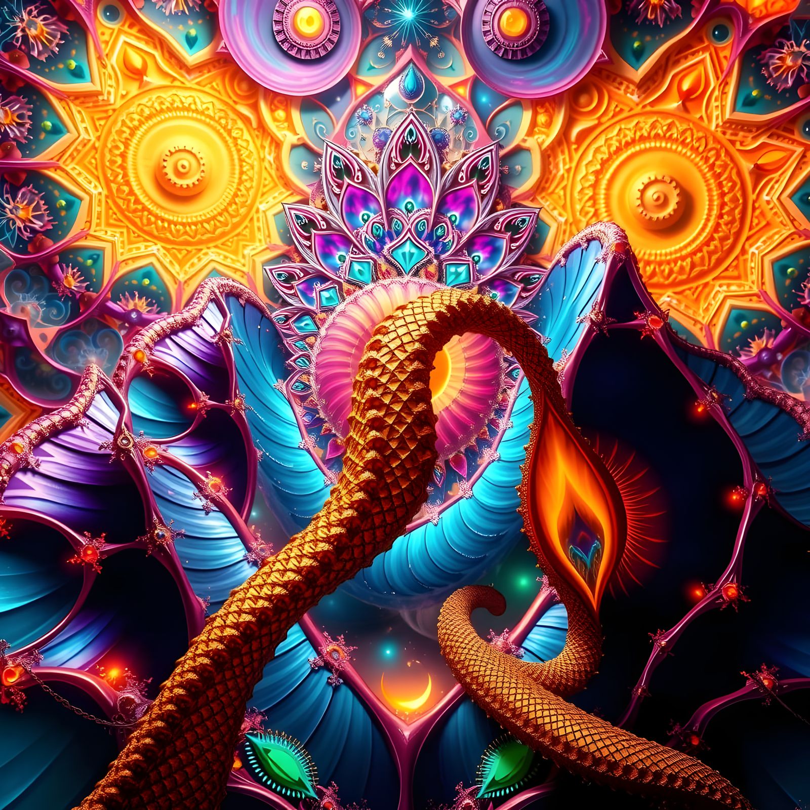 Surreal Cosmic Birth of Dimensions in Vibrant Fractal Mandal...