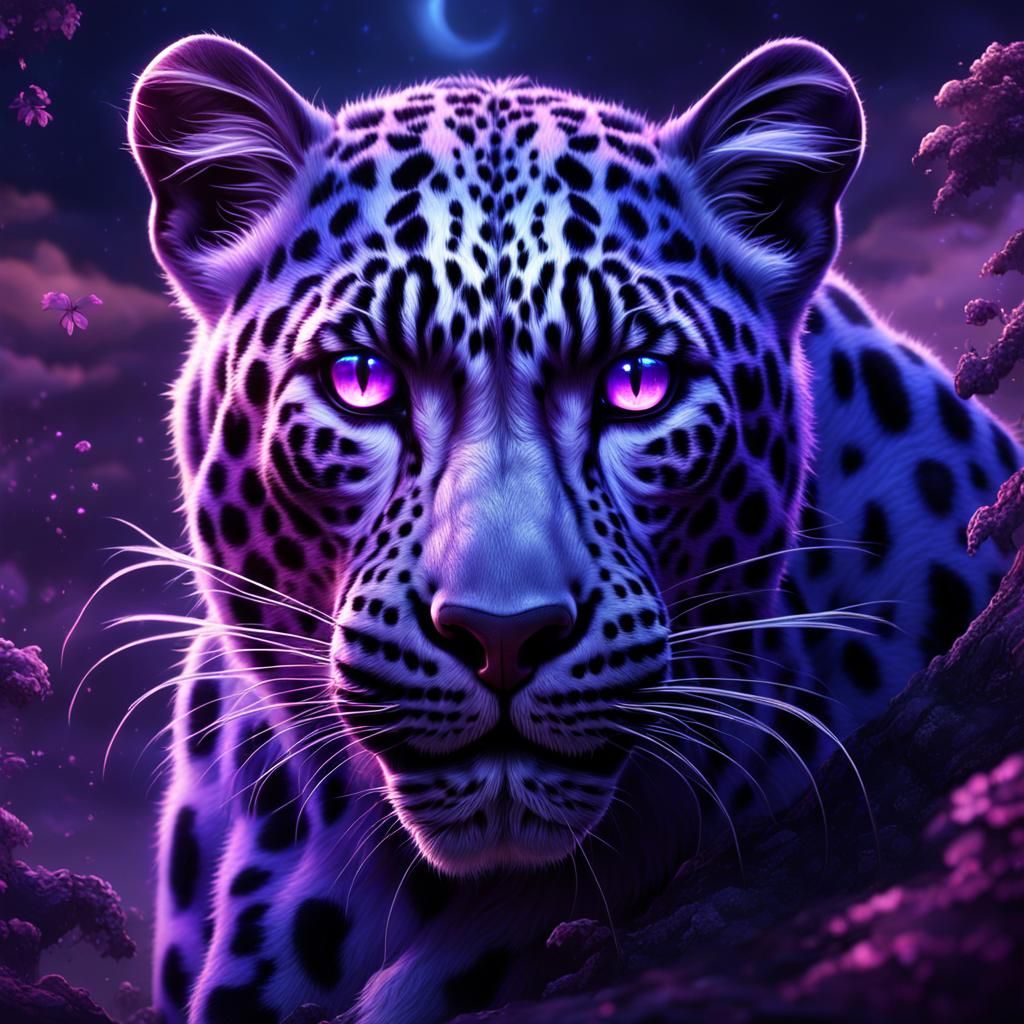 Purple-Eyed Cloud Leopard in Detailed Matte Painting
